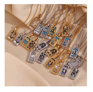 ODM Collier Femme Acero inoxidable Rectangular Drip Zircon <span class=keywords><strong>Tarot</strong></span> Card Collar Joyería - Product Image 1
