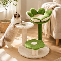 Arbre à chat multi-niveaux en forme de fleur, robuste et écologique, avec poteaux à gratter en sisal et structure en velours, emballage en carton