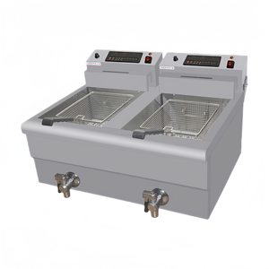 Freidora comercial de doble tanque y doble cesta de 8L + 8L con temporizador, ideal para pollo frito, patatas fritas y albóndigas. - Product Image 3