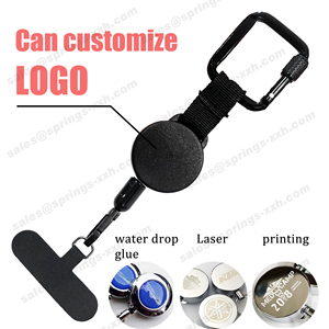 XXH-P048 biểu tượng tùy chỉnh có thể thu vào Key Reel vuông màu đen <span class=keywords><strong>Carabiner</strong></span> với trường hợp điện thoại Gasket dây buộc cho đi bộ đường dài treo điện thoại di động - Product Image 2