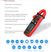 UNI-T UT210D Mini Clamp Meter AC/DC Penguji Arus Peak Data Hold 0.1mA-100A DC Pengukuran True RMS 20A AC CAT III 600V Keamanan