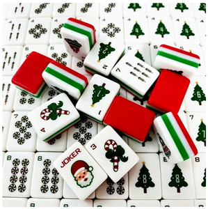 Jeu de tuiles de mahjong sur le thème de Noël, 144 tuiles, impression couleur, jeu en PVC durable pour cadeau de fête - Product Image 5