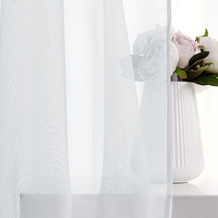 Meikeduo Promotion Rideau en Tulle Perforé Couleur Unie Semi-Opaque Moderne avec Sangle en Échelle pour Salon et Balcon