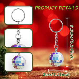 고품질 미니 컬러풀 플라스틱 소재 키체인 가방 펜던트 디스코 미러볼 키링 기타 파티 장식용 - Product Image 3