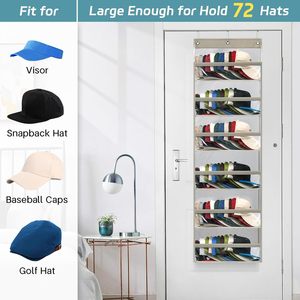 Clear Over The Door Hat Rack PVC Storage Organizer For Baseball Caps Closet Wall Mount <b>Hook</b> Type Grey - Product Image 4