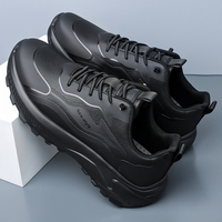 Chaussures de course décontractées pour hommes toutes saisons, empeigne en cuir, fermeture à lacets pour un confort respirant