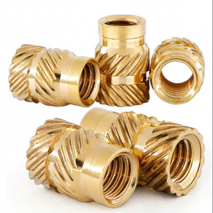 Insert fileté en laiton pour acier inoxydable, à sertissage à chaud, personnalisé, M4, entièrement fileté, manchon d'écrou pré-encravoué, écrou moleté pré-encravoué - Product Image 2