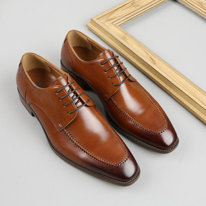 Chaussures de marche en cuir à bout pointu pour hommes, doublure anti-odeur, embout renforcé – Chaussures de bureau et de carrière formelles, imperméables, avec soutien de la voûte plantaire - Product Image 1