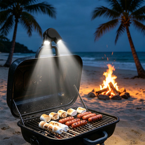 Lampe LED double tête pour barbecue, projecteur d'extérieur avec fixation à clip et rotation à 360° pour camping, pêche, lampe portable, outil <span class=keywords><strong>de</strong></span> barbecue - Product Image 1