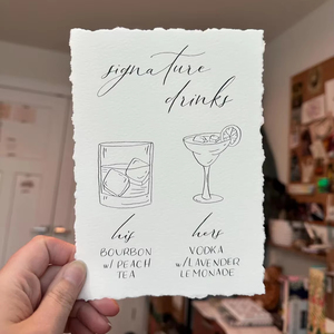 การ์ดเชิญลายแถบและเครื่องดื่มที่เป็นเอกลักษณ์สำหรับงานแต่งงานงานประดิษฐ์ตัวอักษรทำจากผ้าฝ้ายผ้าขี้ริ้วตกแต่งขอบกระดาษ - Product Image 1