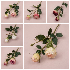 Gran oferta, ramo de flores artificiales rosas, 2 cabezas, rosa de seda, Rosa Blanca, rosa, flor para decoración de boda - Product Image 4