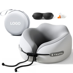 定制标志U形记忆泡沫颈枕，带EVA盒便携式折叠彩色冷却飞机汽车旅行枕 - Product Image 1