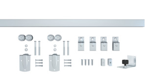 Kit de quincaillerie pour <span class=keywords><strong>porte</strong></span> de grange extérieure à <span class=keywords><strong>rail</strong></span>, quincaillerie robuste pour <span class=keywords><strong>porte</strong></span> <span class=keywords><strong>coulissante</strong></span> de grange pour portes simples (portes non incluses) - Product Image 2