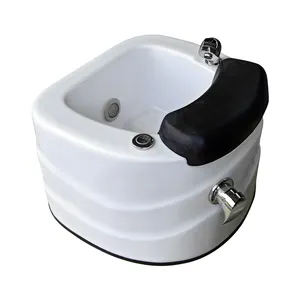 Salon spa Irregular shaped pedicure basin fibreglass sink white acrylic material with jet and coloured light