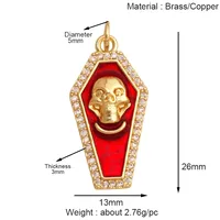 Pendentif à breloque en émail Zircon à la mode crâne fantôme Halloween, véritable 18K plaqué or couleur artisanat bijoux collier fournitures S13
