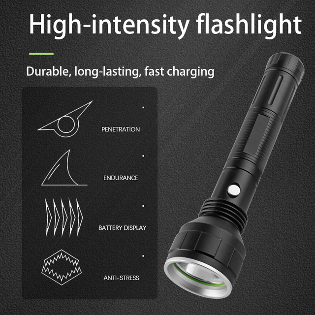 Durable High Intensity Flashlight 3 Modes  Anti-Stress Aluminum Alloy Waterproof Torch  for Hiking Emergency
