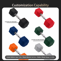Haltères hexagonaux en caoutchouc de 5 à 120 lb pour la musculation, l'entraînement en salle de sport, équipement de fitness, vente en gros d'usine, personnalisation OEM ODM