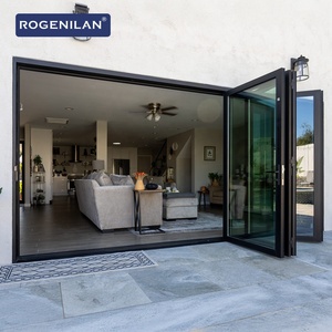 <span class=keywords><strong>Porte</strong></span> pliante en aluminium moderne Rogenilan pour terrasse et véranda, <span class=keywords><strong>porte</strong></span> accordéon extérieure en verre, portes pliantes - Product Image 1