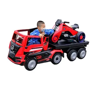 Б/у ездить на транспортном средстве класса люкс из двух местный Электрический автомобиль для детей на батарейках для детей с принтом в виде машинок