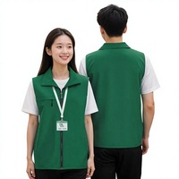 Gilet de travail personnalisé avec logo imprimé pour supermarché de produits frais, uniforme promotionnel pour agent de vente en centre commercial, en polyester