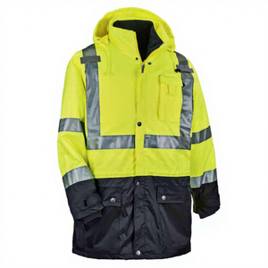Premium Standard Reflective Bomber <b>Jacket</b> <b>High</b> <b>Visibility</b> Outer Rain Shell Thermal Fleece Zip-Off Sleeves Canvas Quick Dry <b>High</b> - Product Image 1