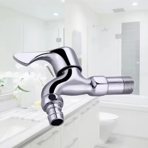 <span class=keywords><strong>Robinet</strong></span> d'eau mural en acier inoxydable au design moderne 1/2 po pour lavabo et machine à laver avec poignée en plastique et zinc - Product Image 3