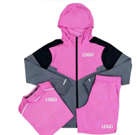 Ensemble de vêtements de sport pour adolescents en trois pièces, 100% coton, veste à capuche, t-shirt, short, tenue de sport, décontractée, vente en gros, en stock