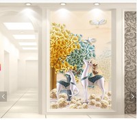 Papier Peint Mural Luxe 3D Gaufré Style Nordique Élan, Prix Direct Usine, pour Décoration Murale de Fond d'Entrée et de Couloir