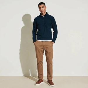 Unisex Customized Regular Fit Cotton Polyester <b>Mock</b> <b>Neck</b> Tackle Twill Applique Embroidery Bottom Hem Quarter Zip Men Sweatshirts - Product Image 1