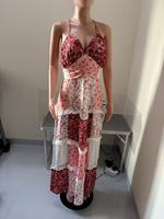 Robe longue d'été décontractée pour femme, nouvelle collection, imprimé floral numérique, bretelles spaghetti, col en V, patchwork contrastant, vente en gros