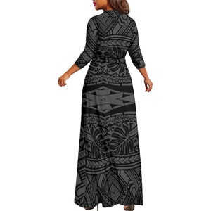 <span class=keywords><strong>Abito</strong></span> Vintage nero Oversize elegante da <span class=keywords><strong>donna</strong></span> polinesiano tribale Samoan Puletasi abbigliamento femminile <span class=keywords><strong>abito</strong></span> formale con tasche - Product Image 2