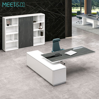 Bureau futuriste Bureau électrique à hauteur réglable Mobilier de bureau exécutif moderne en forme de L Travail à domicile