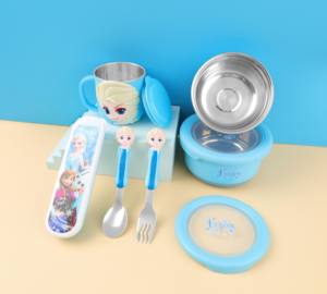 Juego de Cubiertos Infantiles <span class=keywords><strong>Disney</strong></span> de 6 Piezas, Diseño de Dibujos Animados, Utensilios de Acero Inoxidable con Material de Silicona de Grado Alimenticio - Product Image 5