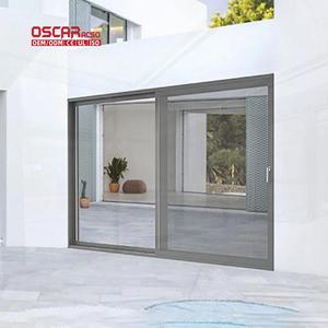 Portes coulissantes pivotantes extérieures en aluminium et verre avec stores, pour patio, balcon, <span class=keywords><strong>terrasse</strong></span>, couleur noire, élégantes et innovantes. - Product Image 1