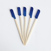 Brochettes en bambou Teppo à pointe colorée avec logo personnalisé, pics plats biodégradables pour la décoration de mariages, banquets et événements