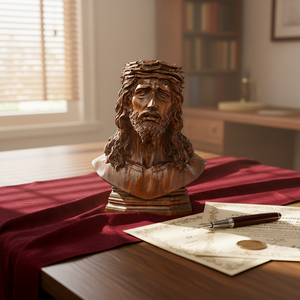 Escultura <span class=keywords><strong>de</strong></span> Busto <span class=keywords><strong>de</strong></span> Jesús con Corona <span class=keywords><strong>de</strong></span> Espinas Tallada a Mano en Madera Maciza <span class=keywords><strong>de</strong></span> Boj, Arte Religioso Cristiano para <span class=keywords><strong>Iglesia</strong></span>, Navidad y Decoración del Hogar - Product Image 3