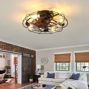 Industrial 7-Blade Metal <b>Ceiling</b> <b>Fan</b> <b>with</b> Warm White LED Light (3500K), Ultra Quiet <30dB DC Motor, 6-Speed <b>Remote</b>, 15.8' Blades - Product Image 2