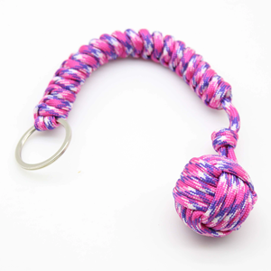 Equipo de Supervivencia al Aire Libre, <span class=keywords><strong>Llavero</strong></span> de Paracord Tejido a Mano de 25 cm con Bola de Acero Inoxidable para Defensa Personal, Puño de Mono, Seguro de Usar - Product Image 5