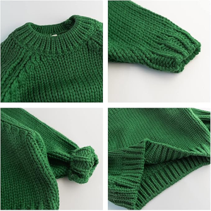 Venta al por mayor de alta calidad pulóver niños ropa de punto niños ropa de invierno jersey de color sólido de manga larga suéter de bebé - Product Image 3