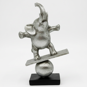 Metal <b>Elephant</b> Sculpture Balance Board Artistic Handmade Eco-Friendly Durable <b>Decor</b> for Tabletop Display Contemporary Style - Product Image 1
