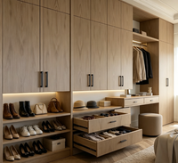 Armoire sur mesure avec coiffeuse intégrée, dressing moderne en bois massif, meuble de rangement pour chambre à coucher