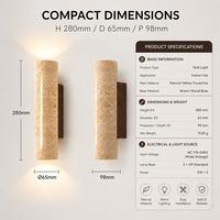 Lámpara de Pared Moderna de Travertino Natural, LED, para Interiores, Base de Madera, G9, Estilo Wabi Sabi, para Mesita de Noche, Hotel, Luz Cálida 3000K