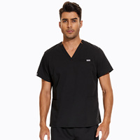 Ensemble d'uniformes d'infirmière grande taille à col en V pour femmes, style coréen, blouses médicales à manches courtes unisexe en tissu polyester Dobby