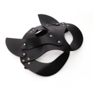 Masque de chat en cuir noir avec fouet pour jeu de séduction adulte, accessoire de costume sexy pour femme - Product Image 3