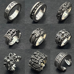 Erkekler İçin Trend Yüzük Orta Boy Vintage Çift Yüzük Tayland Gümüşü <span class=keywords><strong>Retro</strong></span> Haç Niş Lüks Solmaz Toptan - Product Image 2