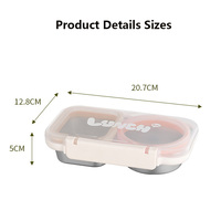 Mikrowellengeeigneter 400ml 2-Fach Metall-Snackbehälter für Kinder mit Deckeln 304 Edelstahl Unterteilte Lunchbox Snackbox