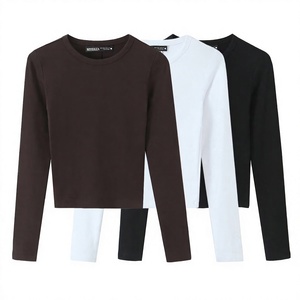 MYST&ZA T-shirt Femme Vintage en Polyester Tissé Écologique Anti-Plis Décontracté Simple Polyvalent à Col et Manches Longues Printemps 2026 - Product Image 2