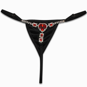 2025 Neue DS Heiß Verkaufende Sexy G-String Tanga Rotes Herz Niedrige Taille Kristall T-Back Nachtclub Schmuck Körperkette Sexy Dessous - Product Image 3