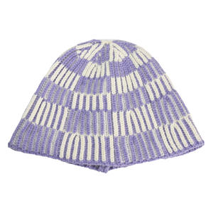 Chapeau en tricot à carreaux roses pour femmes, automne/hiver, grande taille, chapeau de pêcheur rond - Product Image 5
