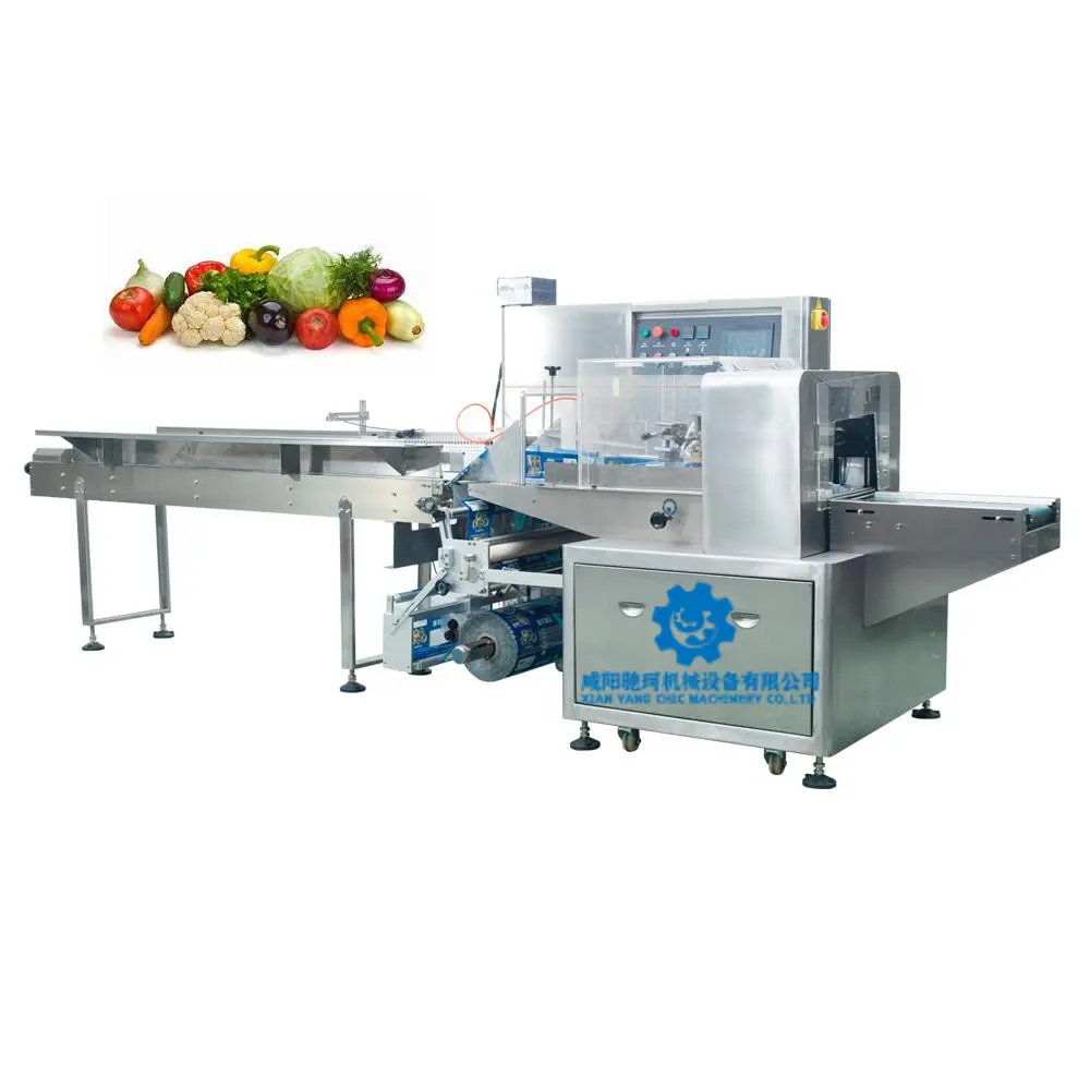 Machine d'emballage de légumes Flow Pack entièrement automatique type de sac à oreiller horizontal Machine d'emballage de légumes